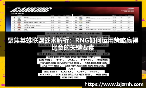 聚焦英雄联盟战术解析：RNG如何运用策略赢得比赛的关键要素